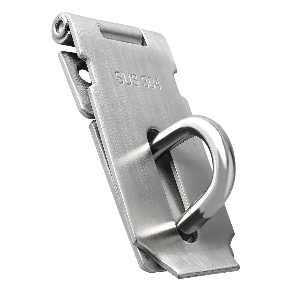 Sayayo SUS304 Stainless Steel Padlock Hasp Door Lock Shed Lock, 3-Inch Heavy Duty Hasp and Staple Door Clasp Gate Latch, Brushed Nickel(Not Include Padlock)