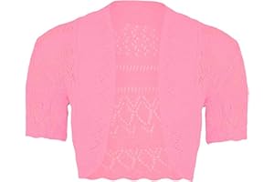 Loxdonz Girls Kids Short Sleeve Crochet Knitted Bolero Shrug Top Cardigan Shrug