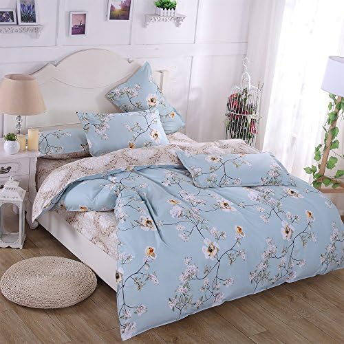 Accface Bedding 3 Piece Duvet Cover Set Twin, Reversible Printing with Brushed Microfiber, Lightweight Soft, Comfortable , Durable (Light Blue, Twin)