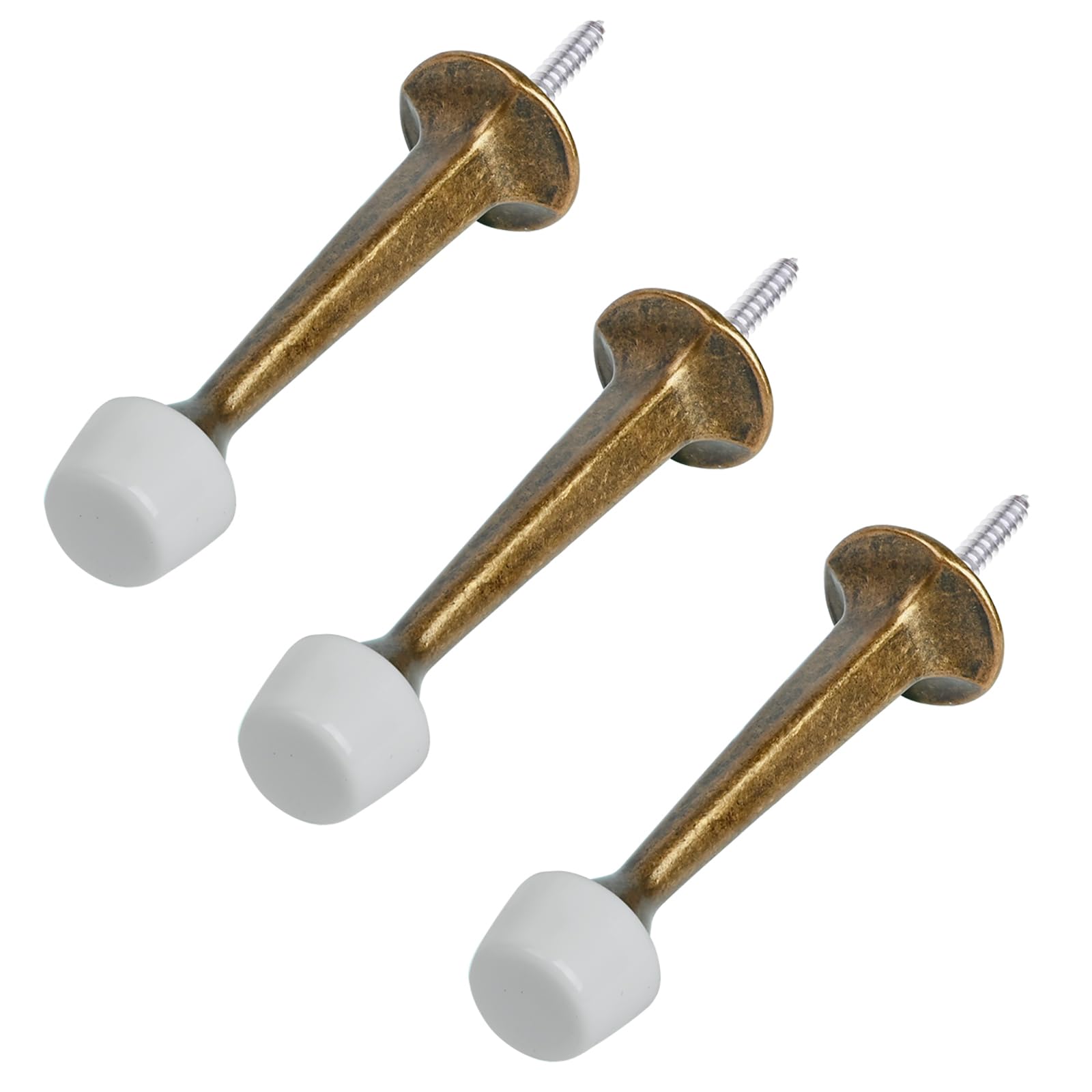 Photo 1 of HOMOTEK 3 Pack Heavy Duty Solid Rigid Door Stop with Soft Rubber Tip, Zinc Die Cast Door Stopper Protect Wall & Door,Brass Bronze