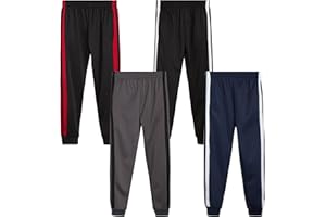 Quad Seven Boys Sweatpants - 4 Pack Active Tricot Boys Joggers for Kids - Performance Athletic Pants with Pockets (4-18)