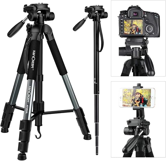 Monopode Professionnel 71 Pouces Avec Tête Fluide - Support Appareil Photo DSLR - Léger En Aluminium - Sac Inclus