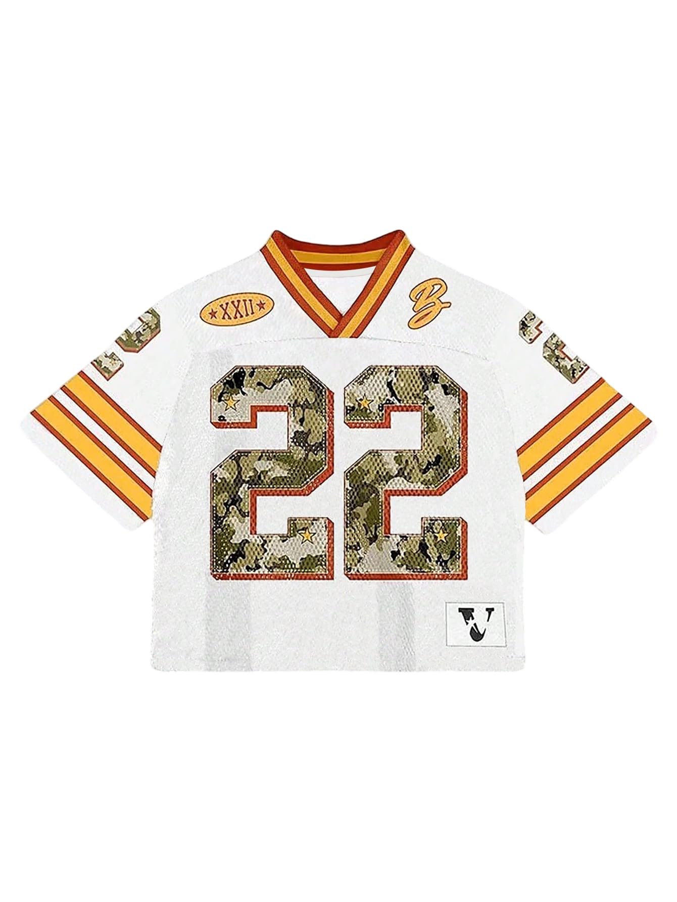 Photo 1 of VIPWOLF Men's Number Graphic Jersey Shirts Oversized Y2K Graphic Short Sleeve Streetwear Tee Shirt Top White Camo X-Large