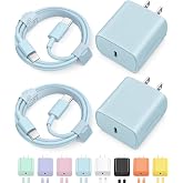iPhone 17 16 15 Charger Fast Charging Type C Chargers USB C Charger Block | for iPhones, iPads,Tablets,Android phones,20W iPhone Charger USB-C Power Adapter,with Long 6FT USB C Charging Cables(Blue)