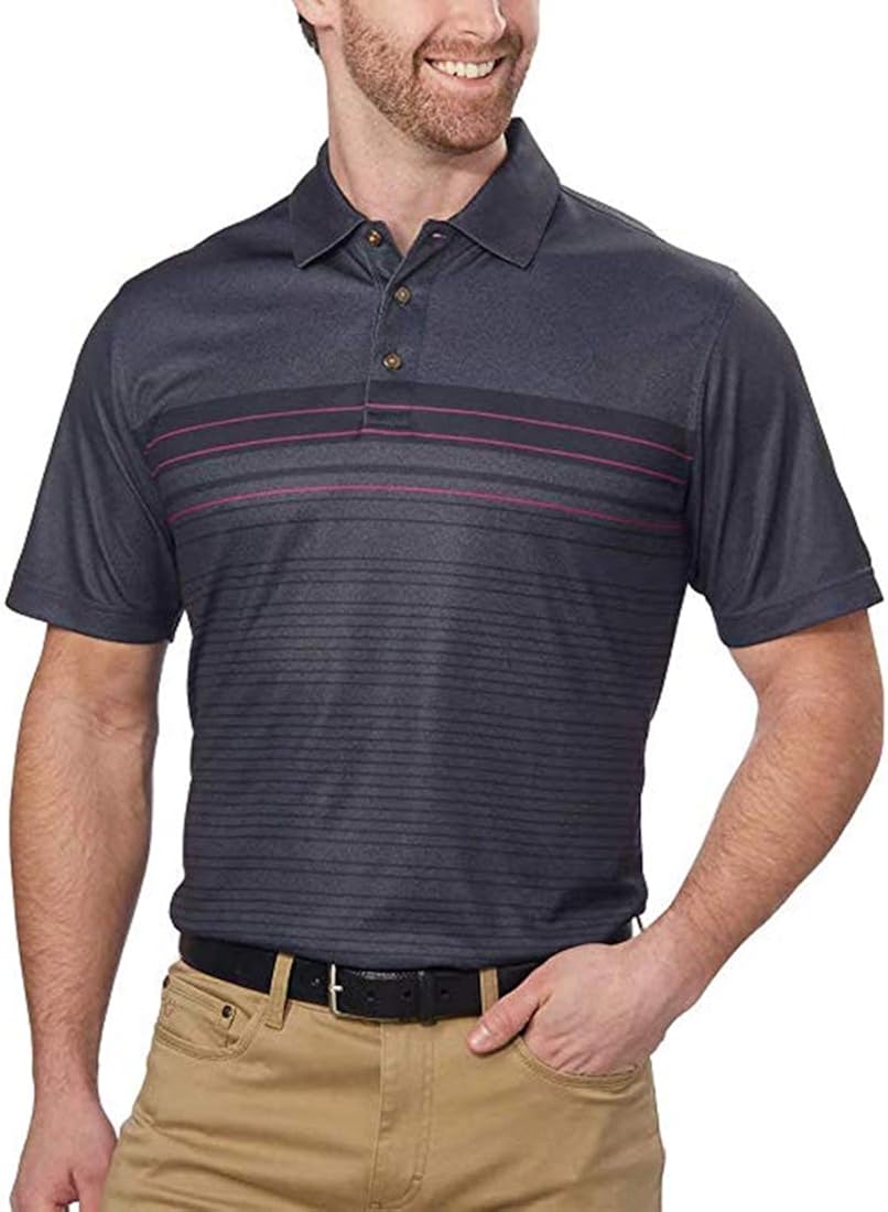 Pebble Beach Menâs Performance Polo (XX-Large, Black Purple) at Amazon Menâs Clothing store