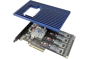 KONYEAD Quad PCIe NVMe M.2 SSD Adapter Card-PCI with Aluminum Housing Express 3.0 x8 Card Support 4X M.2 NGFF PCIe NVMe SSD f