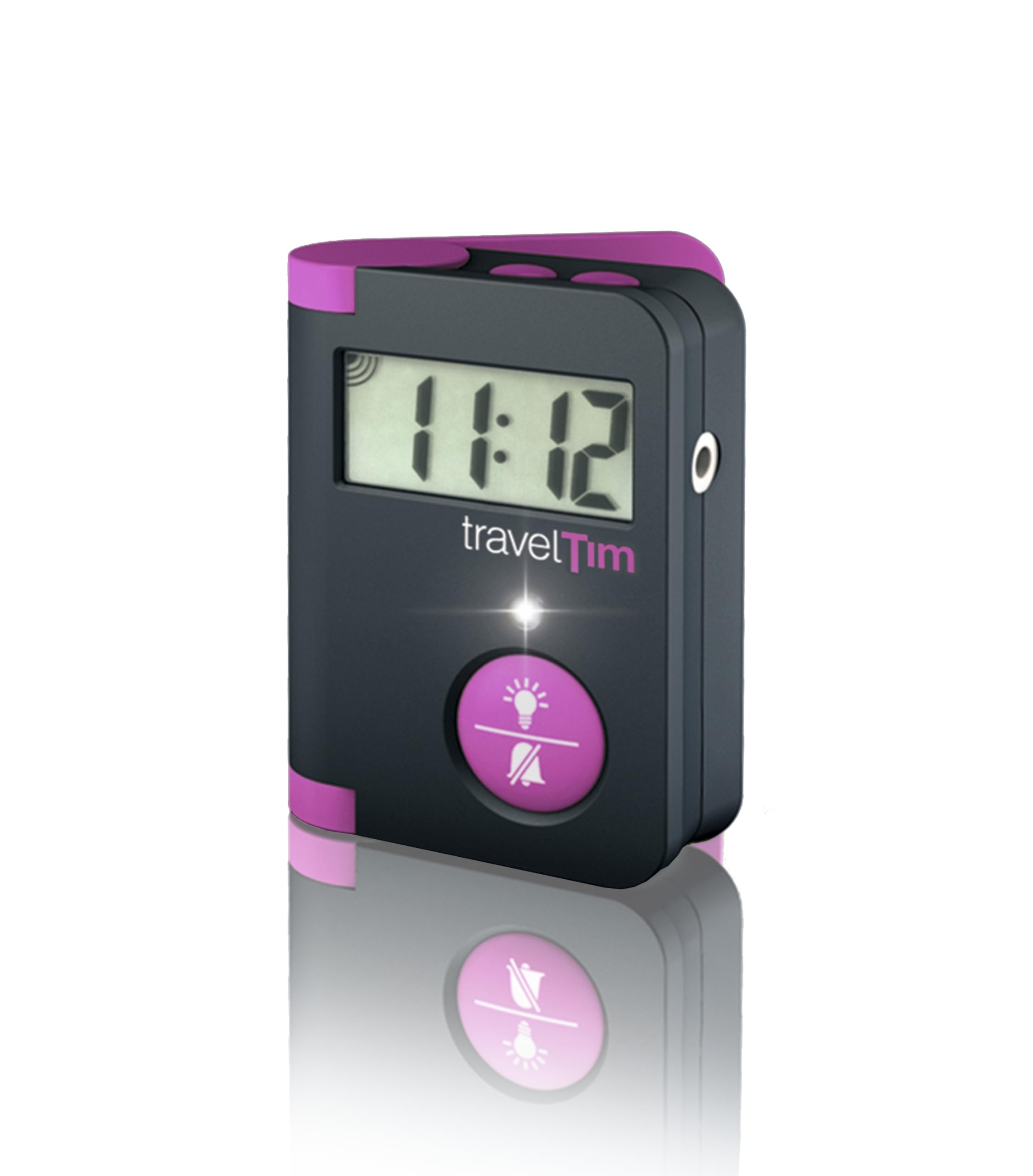 Humantechnik Traveltim, travel alarm clock, flash and vibration alarm clock for the hard of hearing, magenta