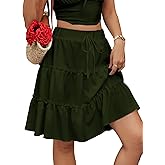 MSLG Women's High Elastic Waist Mini Skirt Casual Summer Trendy Tie Front Flowy Ruffle Floral Print A line Skirts 685