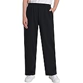 Pintage Women's Petite Length Lounge Pants Wide Leg with Pockets