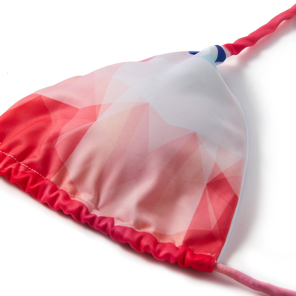 TUONROAD Sexy Push up Padded Support Swim Bikini Set Women 3D Printed 2 Pieces Swimsuits Cute Bandeau Bathing Suit Floral Micro Beachwear Low Rise Cheeky Swimwear Diamond Medium