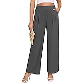 Askyes Women's Wide Leg Lounge Pants with Pockets Lightweight High Waisted Loose Trousers Work Casual Palazzo Pants