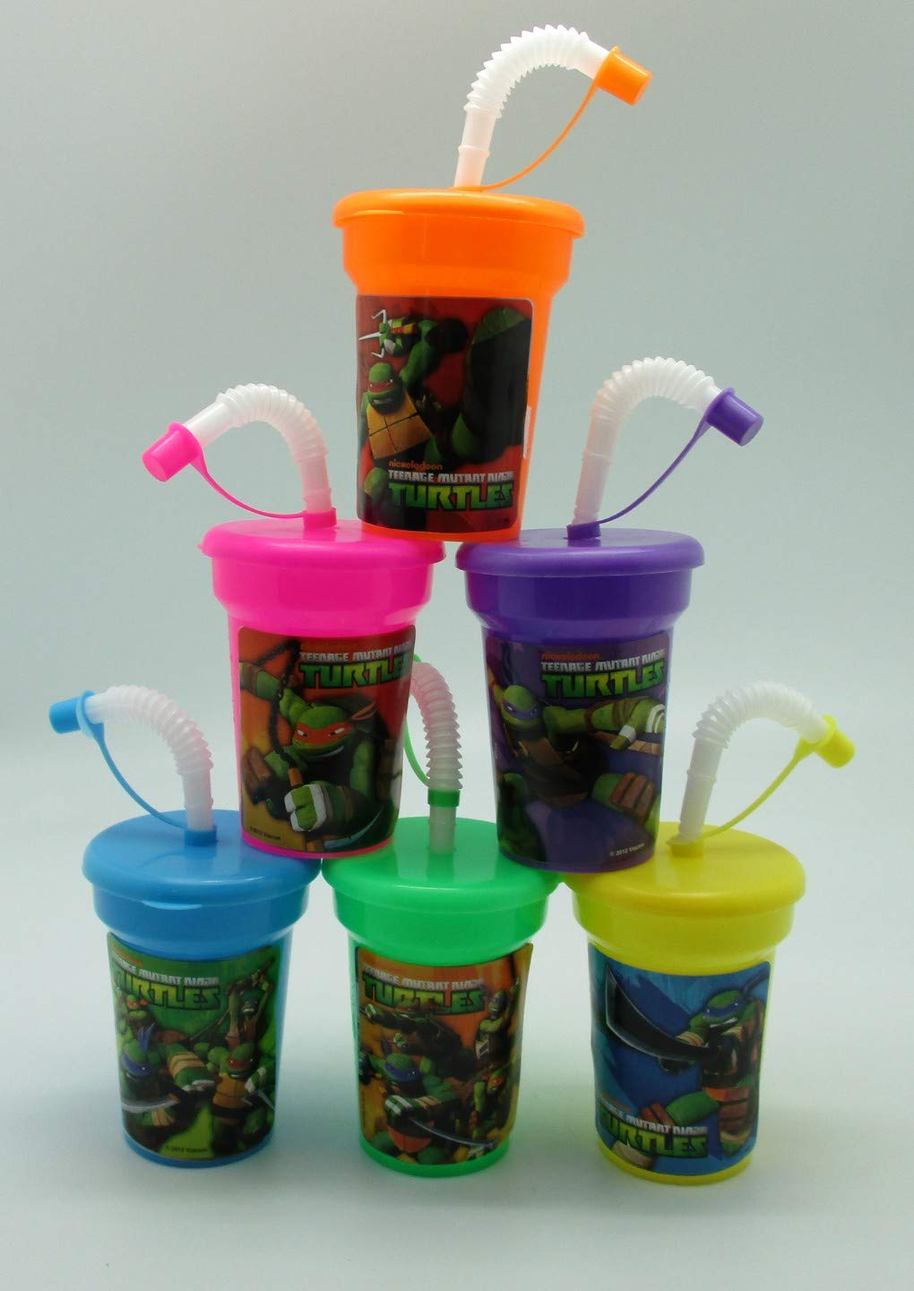 6 Teenage Mutant Ninja Turtles Stickers Birthday Sipper Cups with lids Party Favor Cups