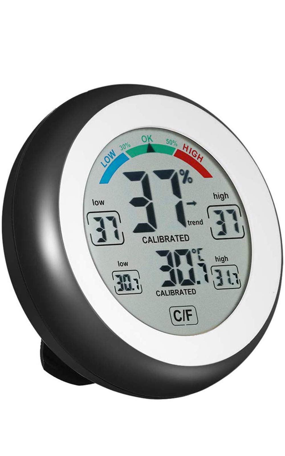 Digital Humidity Meter, JENABOM Indoor Thermometer Hygrometer Room Temperature, Max-Min Display Accurate Wall Desktop Thermometer with Touch Screen for Greenhouse Kitchen Wine Cellar - Black