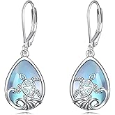 Sterling Silver Moonstone Dangle Drop Earring for Women - Animal Jewelry Gifts for Mom, Girlfriend, Wife