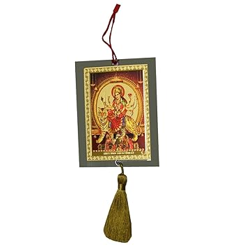 Divya Mantra Sri Ma Durga Talisman Gift Pendant Amulet for Car Rear View Mirror Decor Ornament Accessories/Good Luck Charm Protection Interior Wall Hanging Showpiece