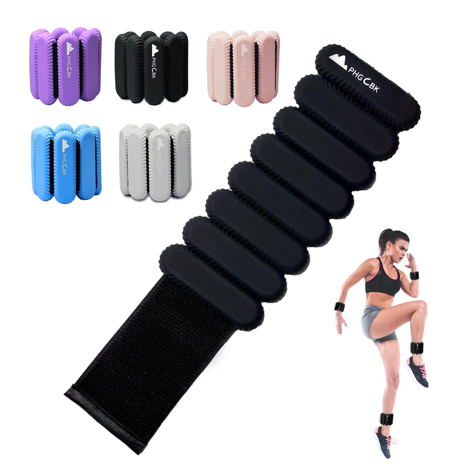 Photo 1 of 2Lbs Wrist Ankle Weights for Women - Wearable Arm Leg Bangles Weight Set of 2(1Lb Each) Adjustable Weighted Wristbands for Home Gym Workout, Walking, Pilate, Yoga, Exercise, Barre, Strength Training