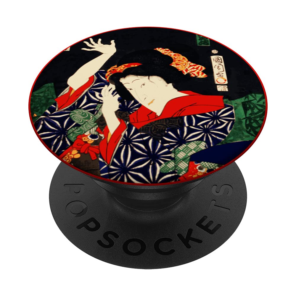 Geisha Kabuki Theatre Actor Japanese Woodblock Art Print PopSockets Swappable PopGrip