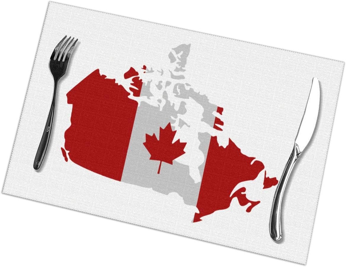 Canadian Map with Canada Flag Print Placemats Heat Insulation NonSlip