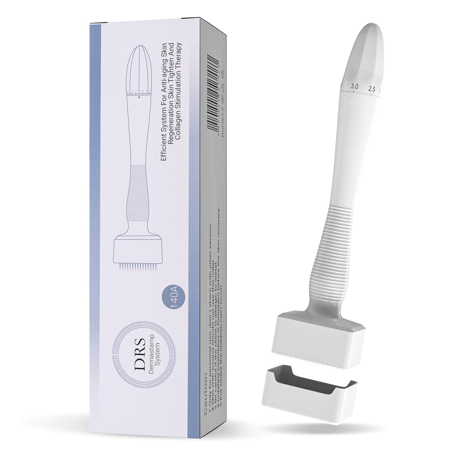 Derma Stamp 140 Titanium Microneedling Stamp Adjustable dermastamp 0-3mm Derma Roller Microneedling Pen for Hair Growth Face Skin Care DRS140A