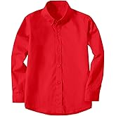 Boys' Button Down Dress Shirts Kids Long Sleeve Solid Collared Uniform Shirt for Toddler Boy (Size 2T-20)