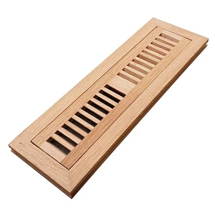 Homewell Red Oak Wood Floor Register Vent Cover Flush Mount Vent 2x12 Inch Unfinished