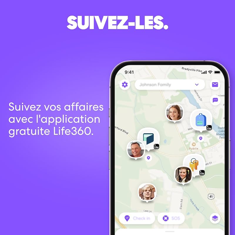 Tile Pro - Tracker Bluetooth Puissant, détecteur de clés et localisateur d'objets pour clés, Sacs & Autres. Compatible avec iOS & Android. Tracker de téléphone. Lot de 4 (Noir/Blanc)