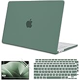 KUTAKTO Compatible with MacBook Air 13 inch Case M1 2021 2020 2019 2018 (A2337 A2179 A1932),Protective Plastic Hard Shell+Keyboard Cover+Screen Protector for MacBook Air 13.3 inch Case-Midnight Green