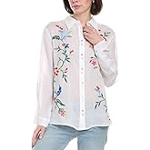 Johnny Was Women's Madaleina Double Button Shirt, White