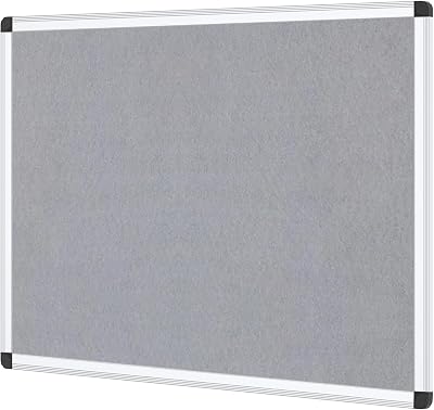 VIZ-PRO Notice Board Grey Felt 120 x 90 cm Aluminium Frame