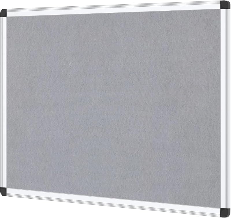 VIZ-PRO Notice Board Grey Felt 120 x 90 cm Aluminium Frame