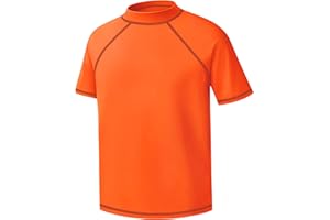BIGANT Boys Rash Guard Short Sleeve Swim Shirt UPF 50+ Sun UV Protection Kids Youth SPF Surfing Water Beach Swimwear Top Quick Dry