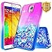 Galaxy Note 3 Case w/ [Tempered Glass Screen Protector], NageBee Glitter Liquid Quicksand Flowing Shiny Sparkle Bling Luxury Clear Cute Case for Samsung Galaxy Note 3 / Note III N9000 (Purple/Blue)