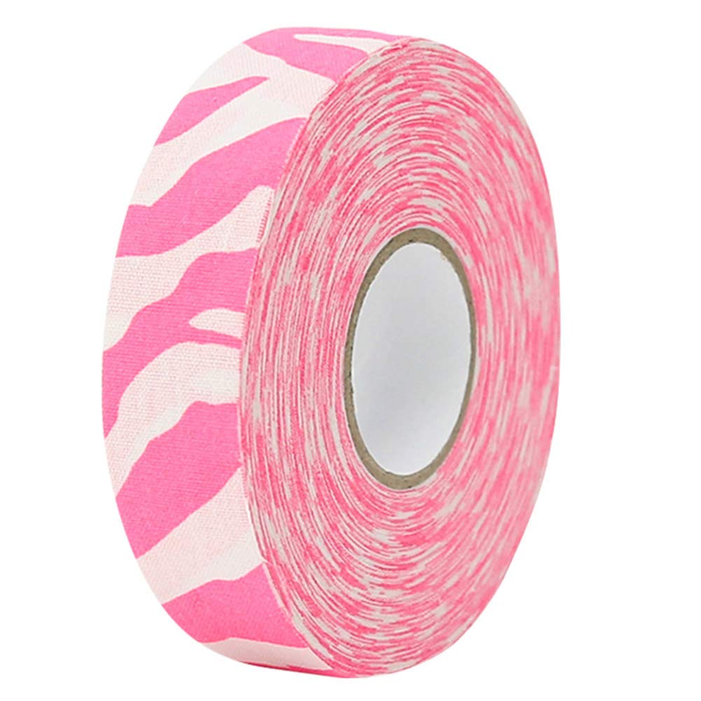 Tomotato Hockey Tape 2.5cm x 25m, Cloth Sports Protective Tape Roll for Ice Hockey & Roller Hockey Stick Handle Grip Protector (Pink Zebra)