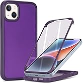 CoozCase for iPhone 14 Case with Built-in Screen Protector & Full Body Protective,for Apple iPhone 13 Phone Cases for Men Women Girl-Dark Purple