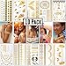 Boho Gold Temporary Tattoos - Metallic Gold Henna Tattoo Kit | 10 sheets & 100+ designs | Boho Glitter Accessories Stickers | Fits Men, Women & Kids | For Face, Body, Music Festival Clothing, Costumes