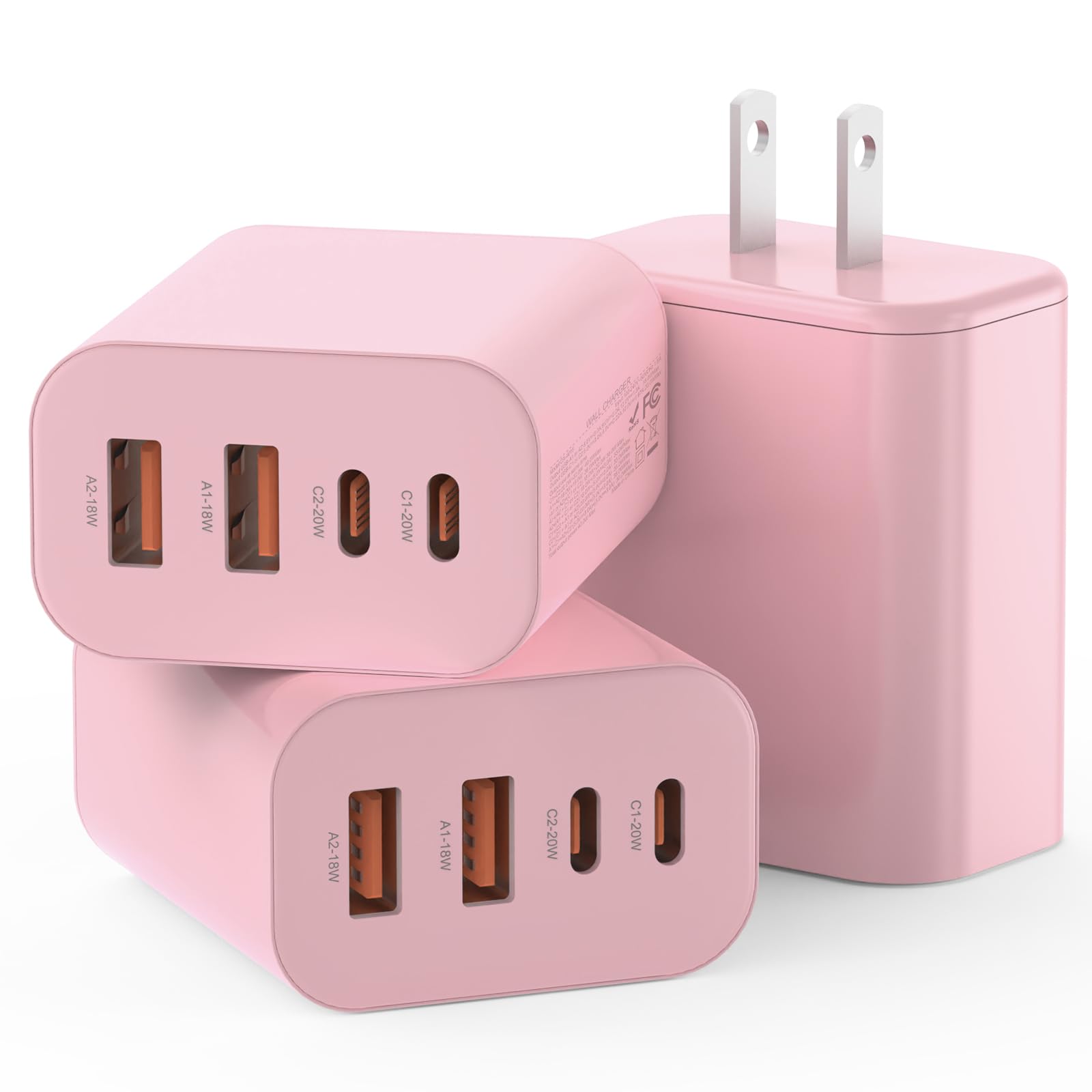 USB C Charger Block,40W USB C Charger Cube,Type C Charging Block,USB Wall Chargers Dual Port PD+QC Charging Cube for iPhone 16 15 14 13 12 11 Pro Max XS,iPad, Samsung Phone,Tablet(Pink)