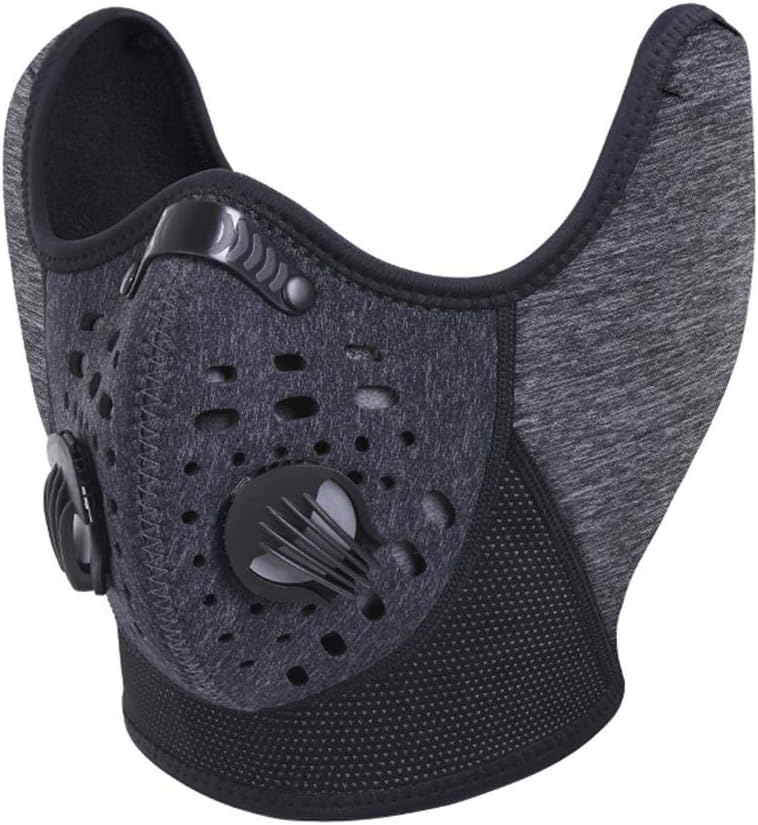 Luckyx Dustproof Mask Velcro Emission Control Devices Mask Activated Carbon Filtration Exhaust Gas Anti Pollen Allergy For Motorbike MTB Running Cycling All Outdoor Activities Mask grey