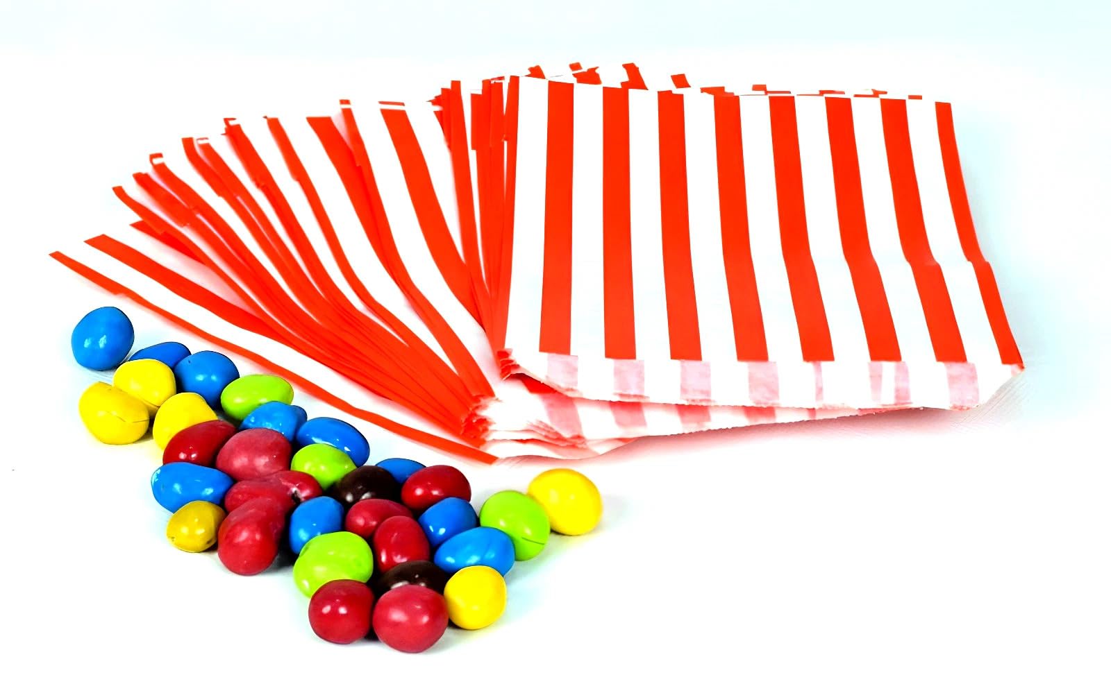 5" x 7" Red Candy Striped Sweet Paper Bags | Pack of 500 | Wedding Buffet Favour Cake Gift Pick n Mix Shop