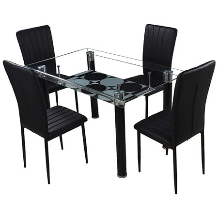 Woodness Madison 6042+6162 4 Seater Dinning Table Set (Black)