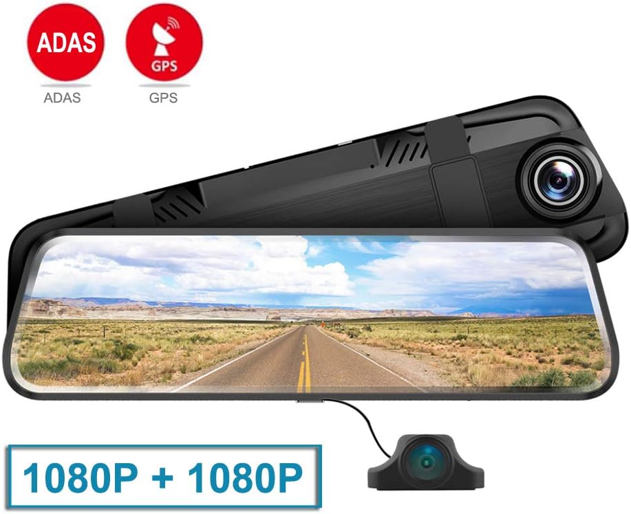 ShiZhen 10 inch Full Screen Touch IPS Universal Bundled Car DVR Dash Cam Rear View Reversing Mirror Dual 1080P + 1080P with GPS Tracking ADAS Front and Rear Dual Lens