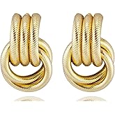 Todenb Big Gold Earrings Chunky Geometric Rectangle Hoop Stud Earrings Irregular Geometric Statement Earrings for Women