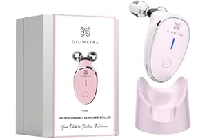 GLOWXTRA Premium Microcurrent Roller: 5-in-1 Facial & Body Massager - Tighten, Rejuvenate, Gift with Confidence - Premium Skincare Innovation -Pink- Available in 3 Elegant Colors