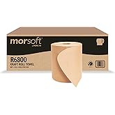 Morsoft by Morcon Paper R6800 Universal Hardwound Roll Towels, 100% Recycled Fibers, 6 Rolls X 800 ft Brown Paper Towels