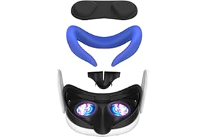 Esimen VR Silicone Mask Pad & Face Cover Compatible Meta Quest 3 Face Cushion Lens Protector,Nose Guard Sweatproof Washable L
