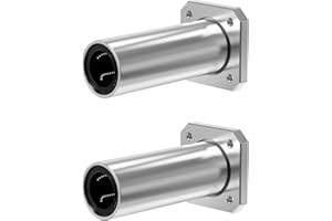 Skweawert 2PCS LMK12LUU Square Flange Linear Ball Bearings, 12mm Bore Dia, 21mm OD, 57mm Length with Double Side Rubber Seal for CNC,3D Printer