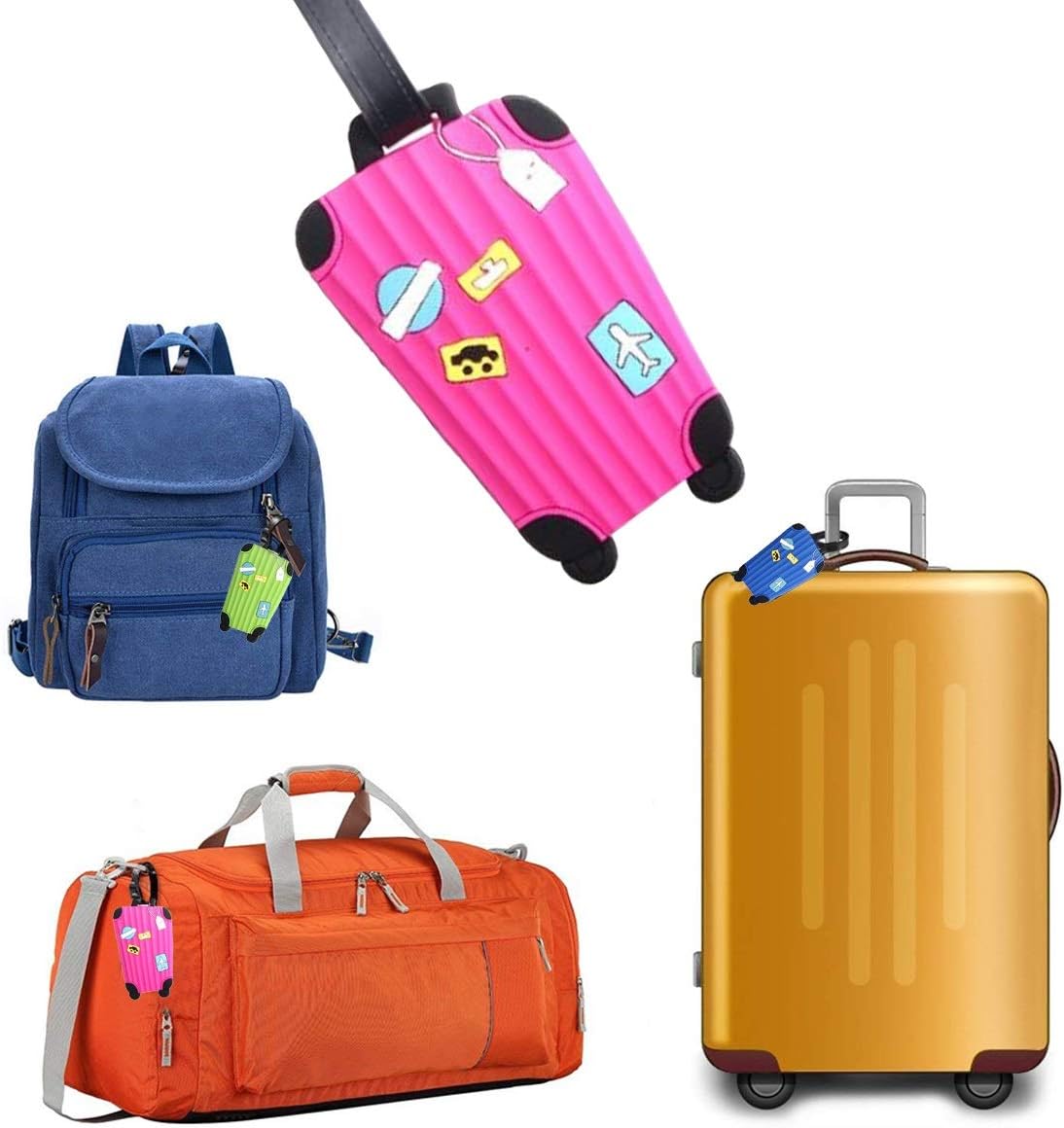 Luggage Tag PVC 5pcs Suitcase Tags Business Travel Tags ID Labels Card Holder Secure Bag Tag, Multicolor, 5 Pcs - Image 3