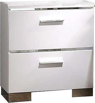 Amazon Com Benjara White And Silver Wood And Metal Nightstand With Two Drawers Furniture Decor
