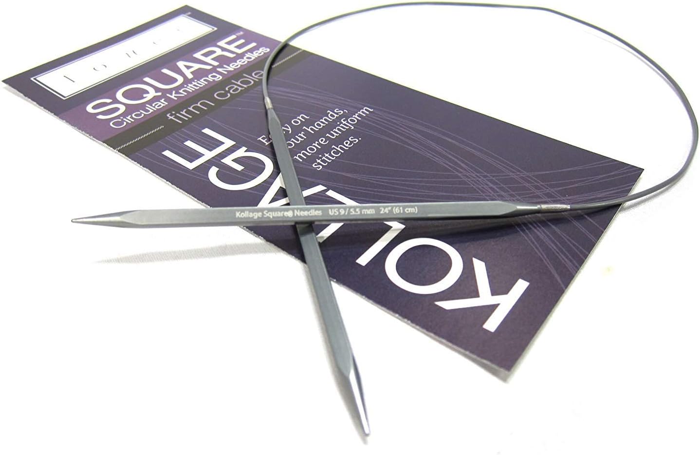 Kollage Yarns Square Circular 24 inch (61cm) Knitting Needle Firm Cable Size US 3 (3.25mm)