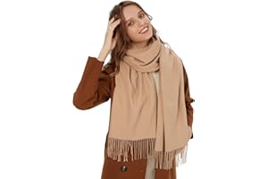 MaaMgic Women's Large Soft Feel Pashmina Shawls Wraps Light Winter Scarf,Tan/Camel