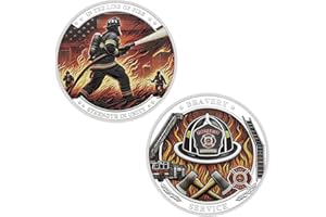 RUMKOU New Firefighter Challenge Coin Bravery Medal Coin Collection (Silvery)